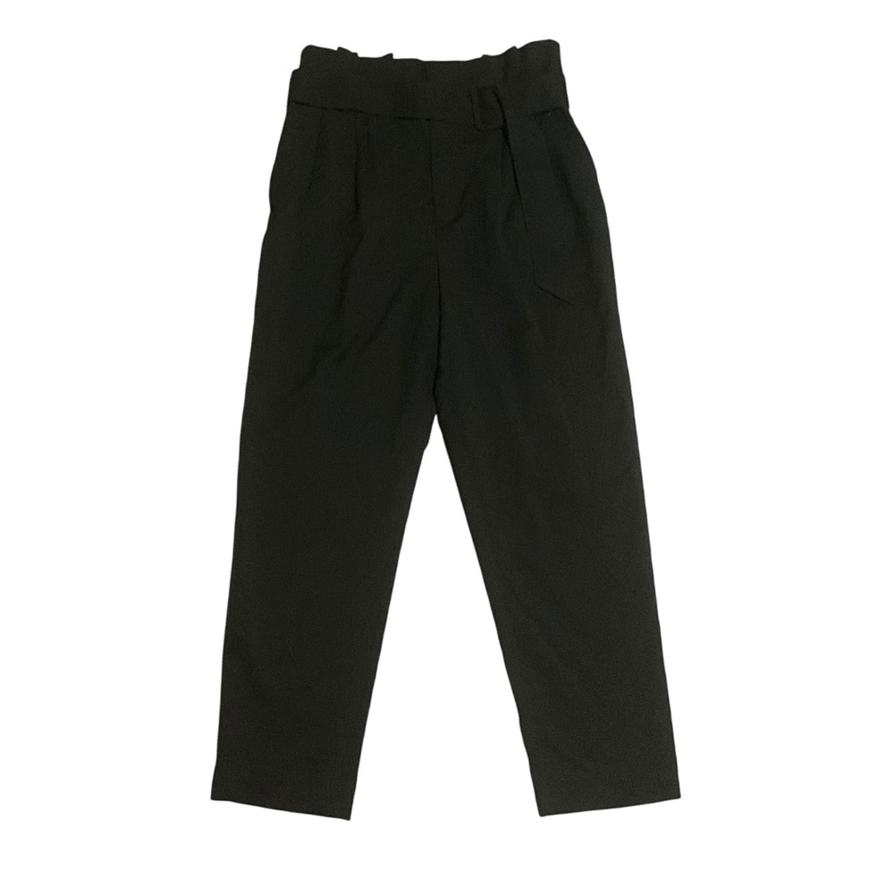 H&M Black Belted High Rise Career Office Tapered Ankle Pants Women Size 8 Work